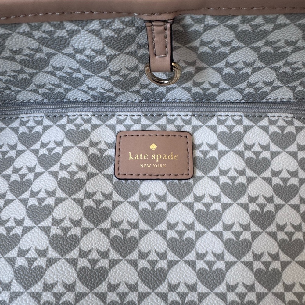 Kate Spade Gray White and Tan Patterned Tote Bag Purse - Picture 5 of 10